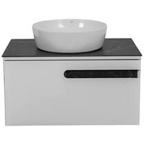 Тумба Аква Родос Ostin 16094 консольная белый мат со столешницей серый мрамор 80 см и раковиной One 46 см, фото №5