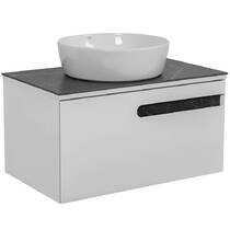 Тумба Аква Родос Ostin 16094 консольная белый мат со столешницей серый мрамор 80 см и раковиной One 46 см, фото №1