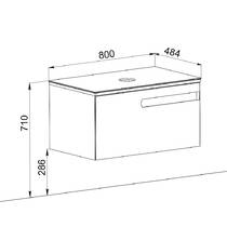 Тумба Аква Родос Ostin 16094 консольная белый мат со столешницей серый мрамор 80 см и раковиной One 46 см, фото №2
