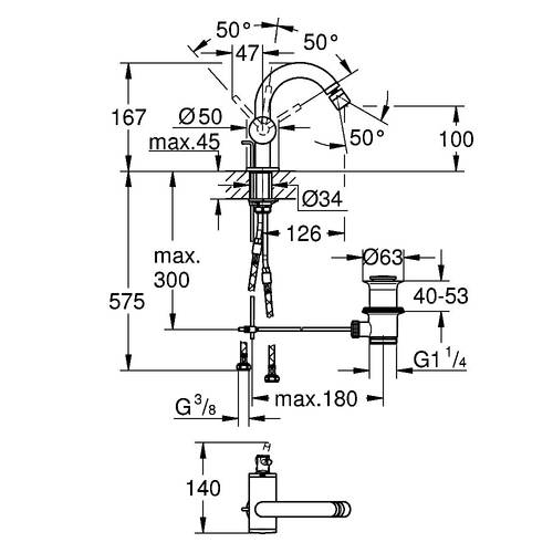 Змішувач для біде Grohe Atrio 24364DC0 з донним клапаном, суперсталь, фото 2