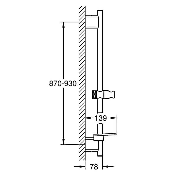 Душова штанга Grohe Rainshower SmartActive 26603GL0 900 мм з тримачем та полицею, фото 3