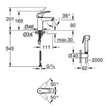 Смеситель для раковины Grohe Eurosmart 23124003 с гигиеническим душем, хром, фото №4