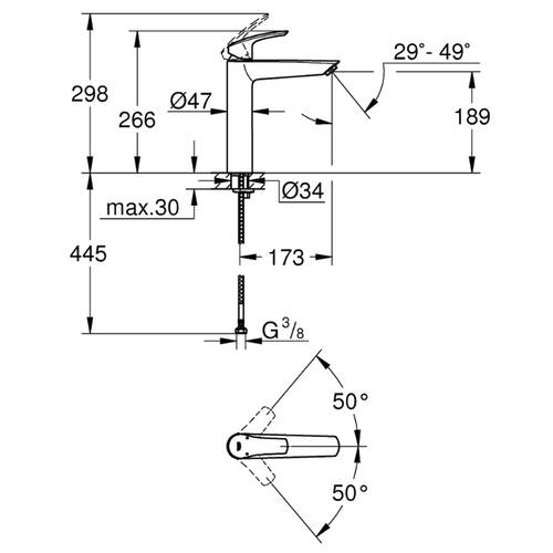 Смеситель для раковины Grohe Eurosmart 239712433 XL-Size, черный матовый, фото 4