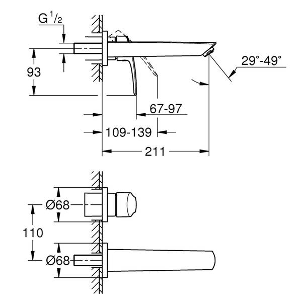 Смеситель скрытого монтажа для раковины Grohe Eurosmart 293382433 M-Size, черный матовый, фото 4