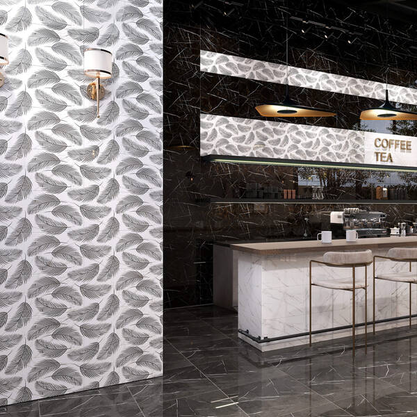 Плитка Golden Tile Nero E Bianco Leaf Чорный NBС161 30х60 см