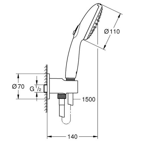 Душевой набор Grohe Tempesta 264062433 2 режима струи, черный матовый, фото 2