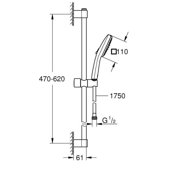 Душевой набор Grohe Tempesta Cube 267482433 2 режима струи, черный матовый, фото 4