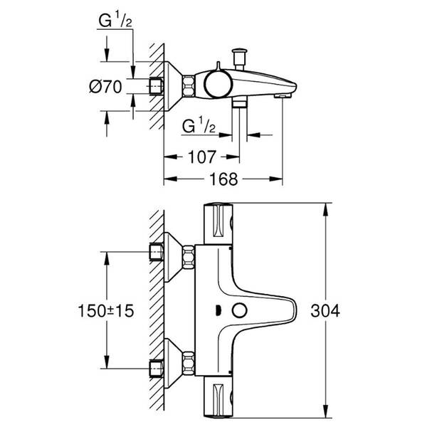 Смеситель для ванны Grohe Grohtherm 800 1022032430 термостатический, фото 6