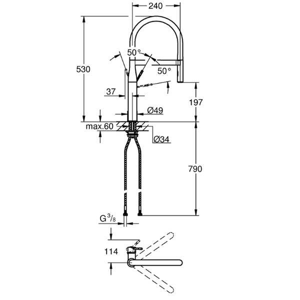 Змішувач для кухні Grohe Essence 30294GN0 брашоване золото, фото 3