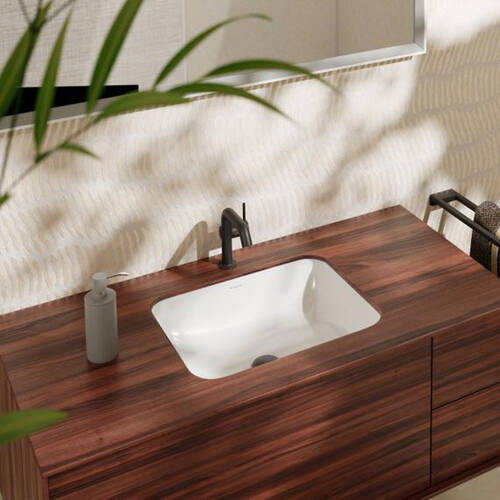 Раковина прямокутна Hansgrohe Xuniva Q 60154450 450x350 мм під стільницю, з переливом, білий, фото 2
