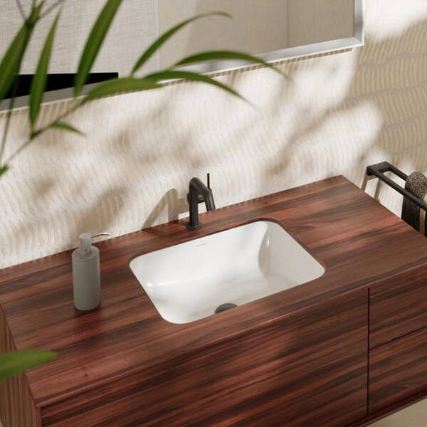 Раковина прямокутна Hansgrohe Xuniva Q 60154450 450x350 мм під стільницю, з переливом, білий, фото 2