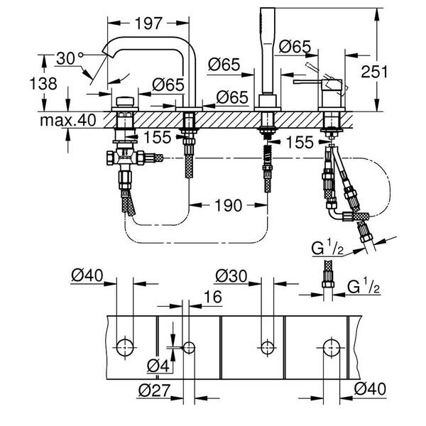 Смеситель для ванны Grohe Essence 25251GN1 брашированное золото, фото 2