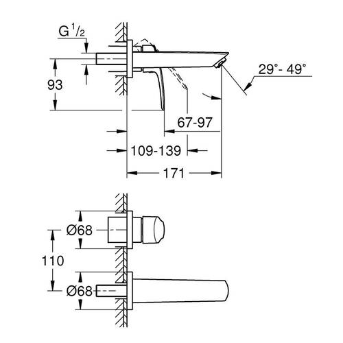 Змішувач прихованого монтажу для раковини Grohe Eurosmart 29337003 хром, фото 4