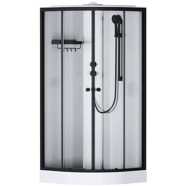 Душова кабіна AM.PM X-Joy W94C-401-090BT 90x90 см, профіль чорний матовий, скло прозоре, фото 1
