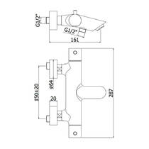 Змішувач для ванни Paffoni Light LIQ 023 NO з душовим набором та термостатом, чорний матовий, фото №2