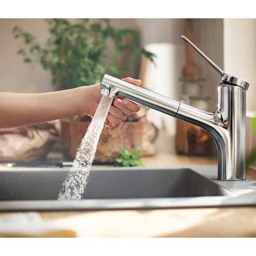 Смеситель для кухни Hansgrohe Zesis M33 74810000 EcoSmart с вытяжным изливом, хром, фото 3