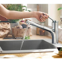 Змішувач для кухні Hansgrohe Zesis M33 74810000 EcoSmart з витяжним виливом, хром, фото №4