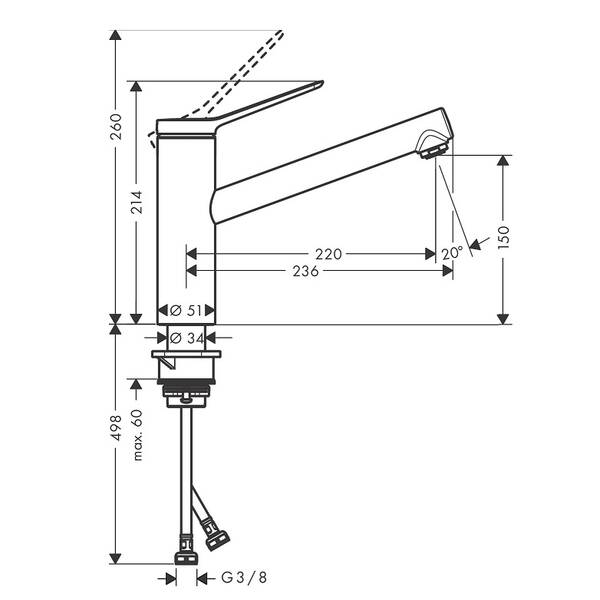 Смеситель для кухни Hansgrohe Zesis M33 74811000 EcoSmart хром, фото 2