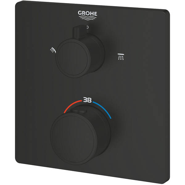 Смеситель скрытого монтажа для душа Grohe Grohtherm 1022092430 с термостатом на 2 потребителя, черный, фото 4