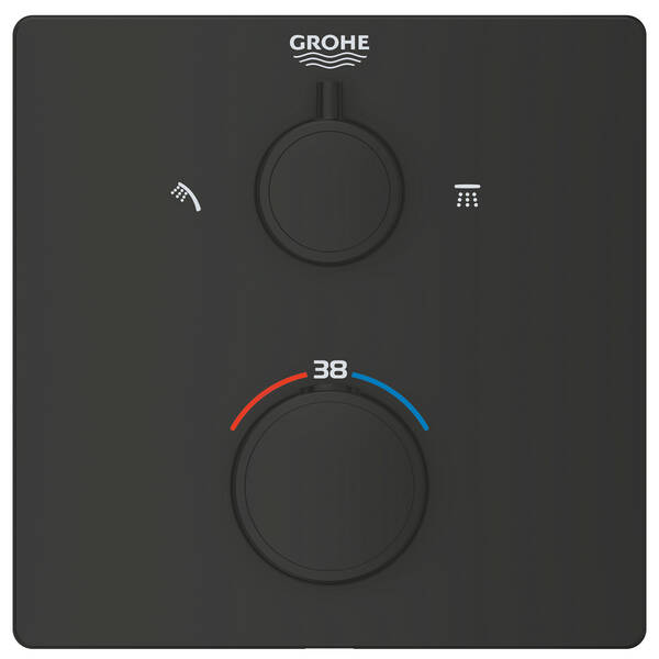 Смеситель скрытого монтажа для душа Grohe Grohtherm 1022092430 с термостатом на 2 потребителя, черный, фото 3
