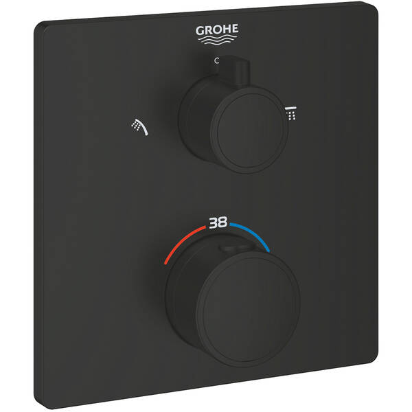 Смеситель скрытого монтажа для душа Grohe Grohtherm 1022092430 с термостатом на 2 потребителя, черный, фото 1