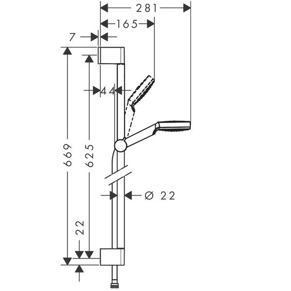 Душовий набір Hansgrohe Crometta 26554400 зі стійкою 65 cm, 1 режим струменю, білий/хром, фото 2