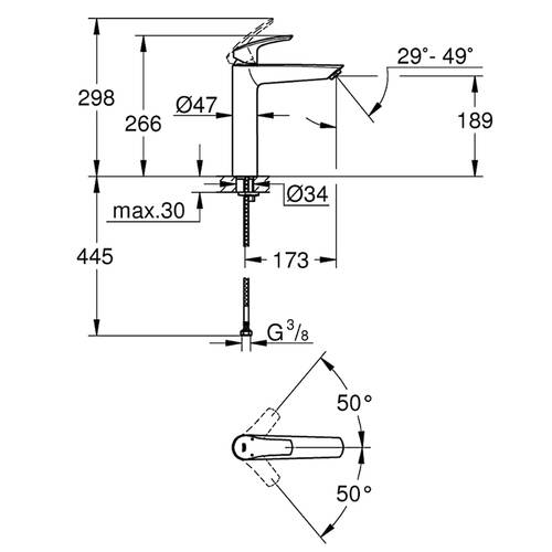 Змішувач для раковини Grohe Eurosmart 23971003 XL розмір, хром, фото 2