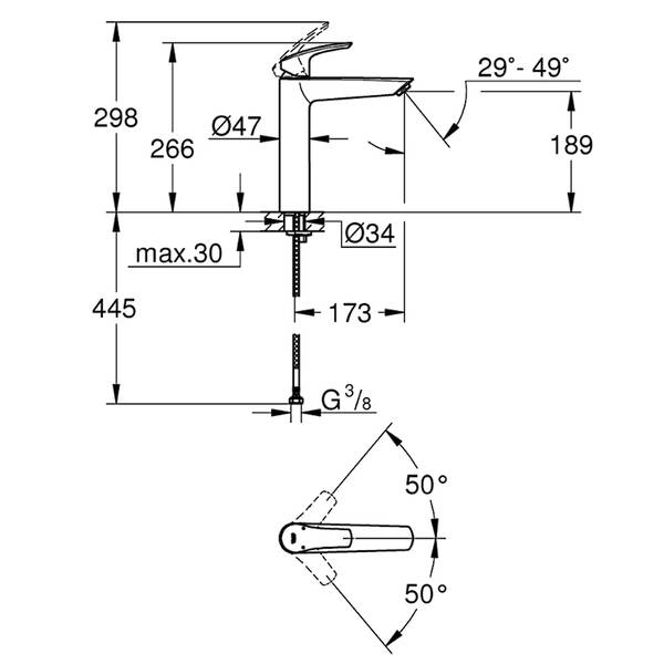Змішувач для раковини Grohe Eurosmart 23971003 XL розмір, хром, фото 2