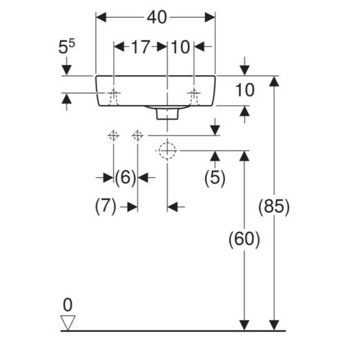 Раковина Geberit Selnova Compact 501.518.00.7 с сокращенным вылетом 40см, отверстие для смесителя слева, белый глянец, фото 4