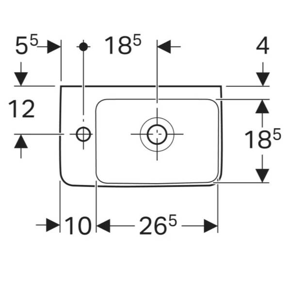 Раковина Geberit Selnova Compact 501.518.00.7 с сокращенным вылетом 40см, отверстие для смесителя слева, белый глянец, фото 3