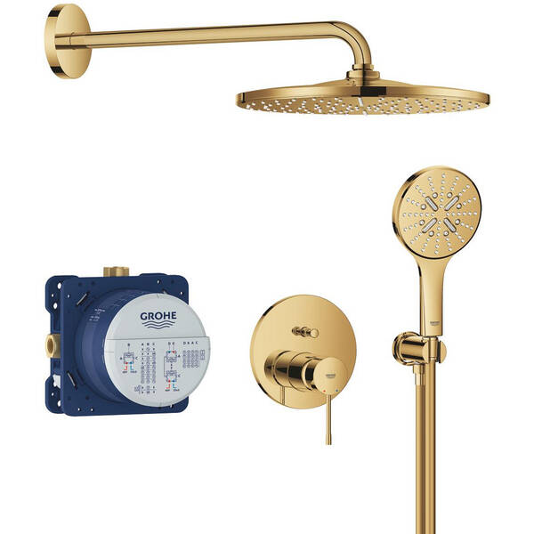Душевая система скрытого монтажа Grohe Essence 25287GL0 на 2 выхода, золото, фото 1