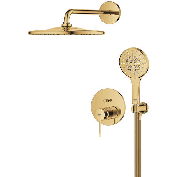 Душевая система скрытого монтажа Grohe Essence 25287GL0 на 2 выхода, золото, фото 3