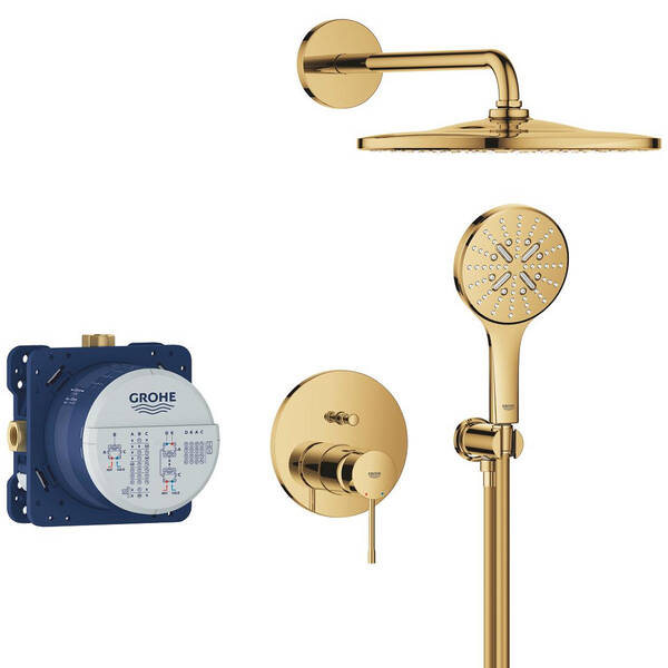 Душевая система скрытого монтажа Grohe Essence 25287GL0 на 2 выхода, золото, фото 2