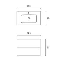 Тумба Royo Vida C0077892 (126646+129265+126749) подвесная 80 см орех с раковиной Enzo черный матовый, ручки черные, фото №6