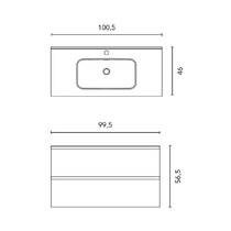 Тумба Royo Vida C0077893 (126650+126752+129266) подвесная 100 см орех с раковиной Enzo черный матовый, ручки черные, фото №6