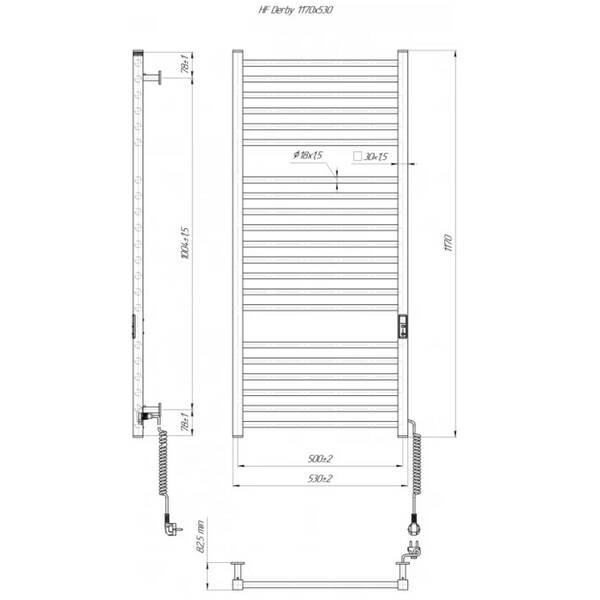 Полотенцесушитель электрический Hygge Family Derby 6.1.0404.06.WM 1170х530 мм, белый матовый, фото 4