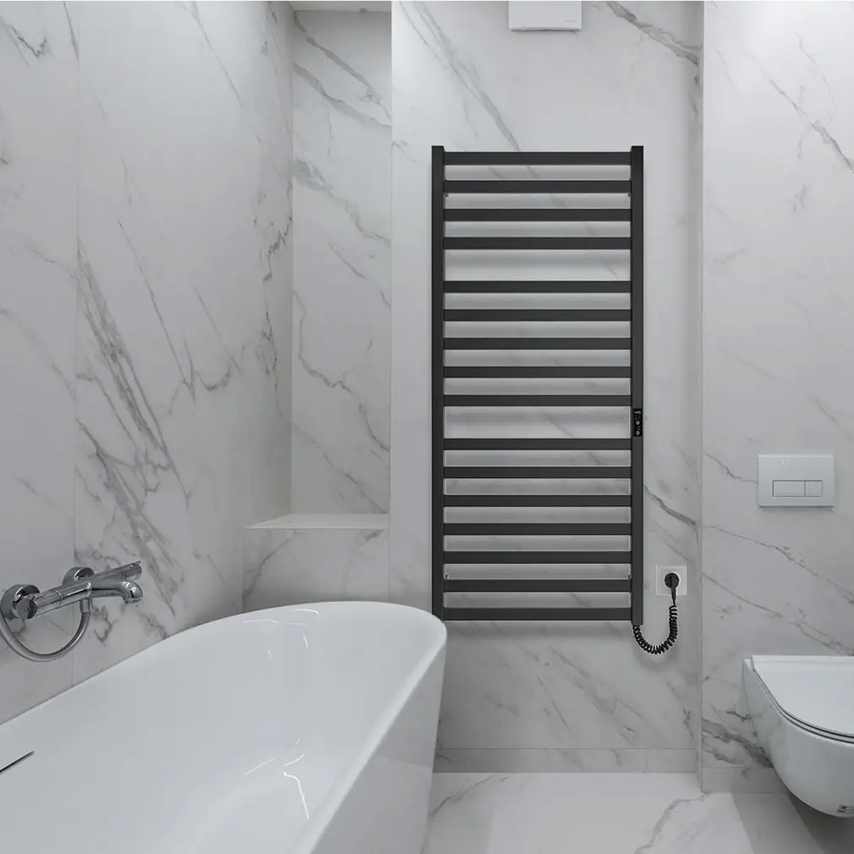 6.1.0203.06.BM Рушникосушка ел.HF Oxford 1170х530 чорний мат, в комплекті з прих.підкл (1 сорт)