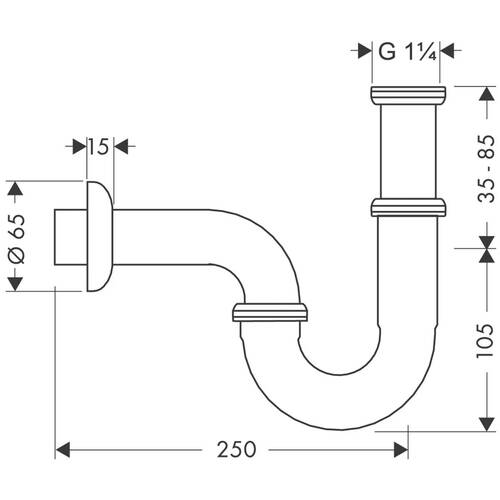 Сифон для раковини трубний Hansgrohe 53002000 хром, фото 2