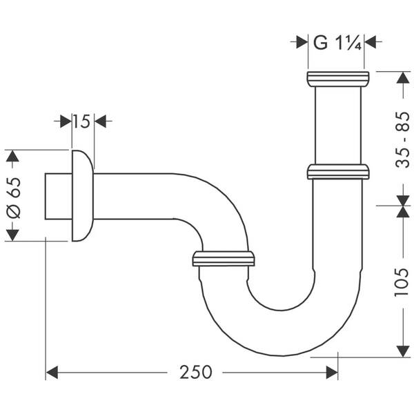Сифон для раковини трубний Hansgrohe 53002000 хром, фото 2
