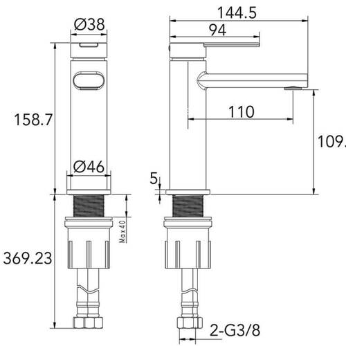 Смеситель для раковины Devit HB-GR4011G цвет brushed gun metal с черной матовой ручкой, фото 2