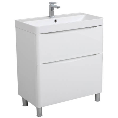 Тумба Аква Родос Амеріна 22915 підлогова білий глянець з раковиною Deep 75 см, фото 1