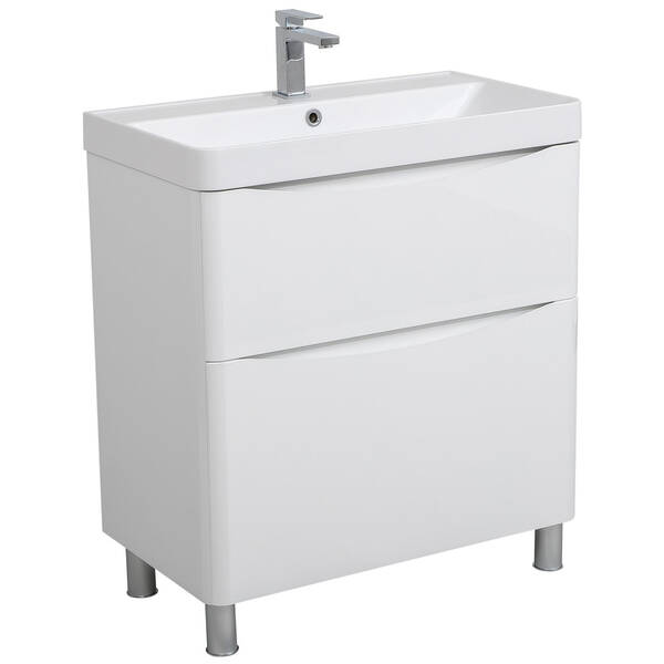 Тумба Аква Родос Амеріна 22915 підлогова білий глянець з раковиною Deep 75 см, фото 1