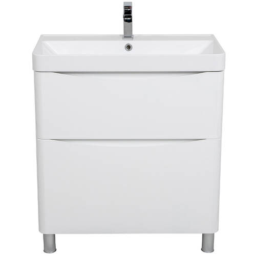 Тумба Аква Родос Амеріна 22915 підлогова білий глянець з раковиною Deep 75 см, фото 4