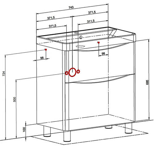 Тумба Аква Родос Амеріна 22915 підлогова білий глянець з раковиною Deep 75 см, фото 7