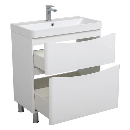 Тумба Аква Родос Амеріна 22915 підлогова білий глянець з раковиною Deep 75 см, фото 2