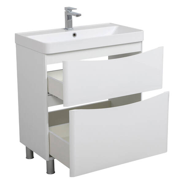 Тумба Аква Родос Амеріна 22915 підлогова білий глянець з раковиною Deep 75 см, фото 2