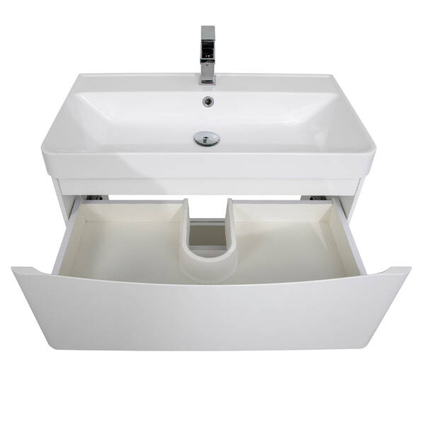 Тумба Аква Родос Амеріна 22915 підлогова білий глянець з раковиною Deep 75 см, фото 5