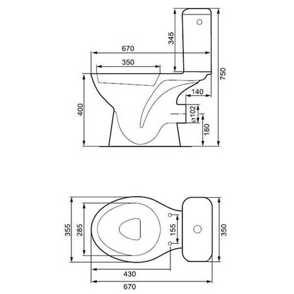 Унитаз-компакт Cersanit Mito Grey 373 010 ( CCKZ1011552058 / TK002-005 ) с сиденьем из полипропилена, фото 2