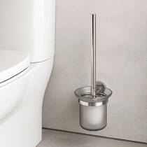 Щітка для унітаза Devit 1110170 з тримачем, хром та склянкою з матового скла, фото №1