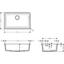 Кухонная мойка Hansgrohe S51 43432380 (S510-U660) под столешницу 710x450 мм, серый бетон, фото №2